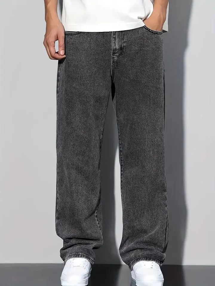 2025 Style Streetwear Straight-Leg Jeans for Men Fashionable Straight-Leg Loose-Fit Denim Pants 260922