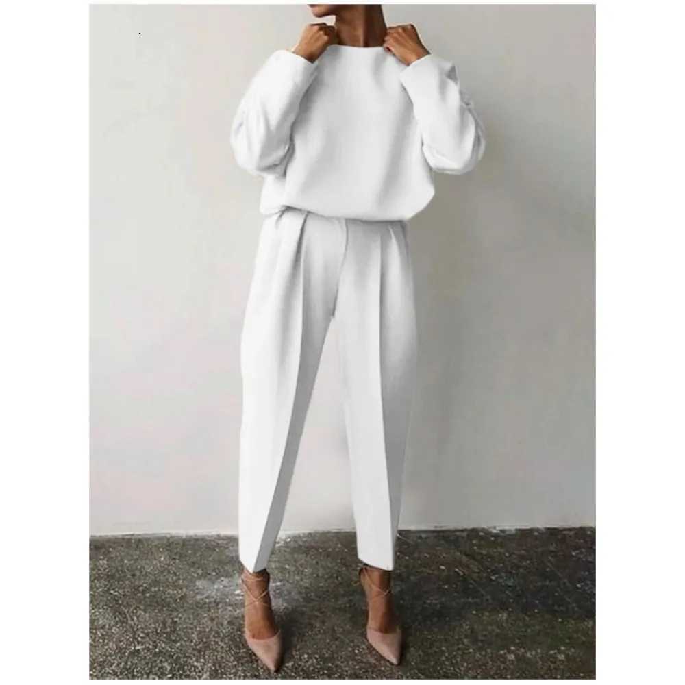 Sets Fashion Long Sleeve Baseball Solid Pant Sets Women'S 2024 Autumn Casual Office Ladies 2 Piece Set Solid Color Simple Female Streetwear N26