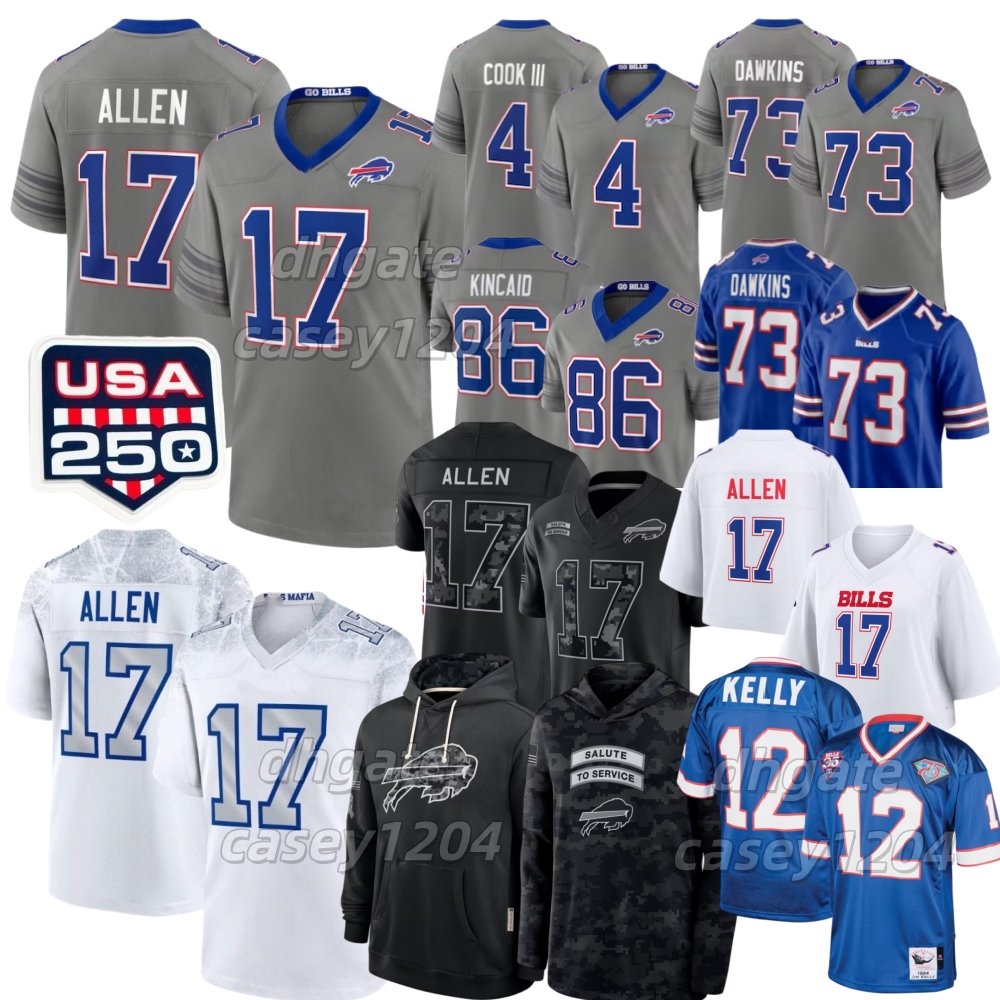 DJ Moore Josh Allen Dalton Kincaid Keon Coleman Football Jersey Khalil Shakir Dawson Knox James Cook Ray Davis Dion Dawkins Benford Cole Bishop
