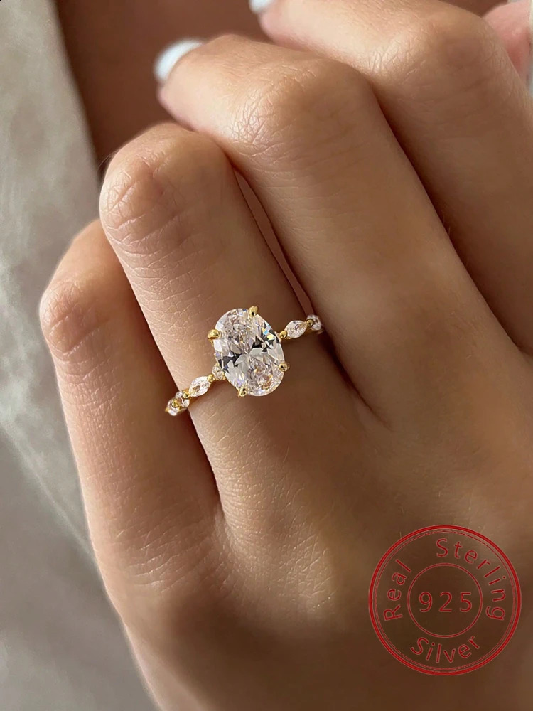 925 Sterling Silver Elliptical Horse Eye Fashionable Zircon Ring For Women Engagement Wedding y High Quality Fine Jewelry 260921