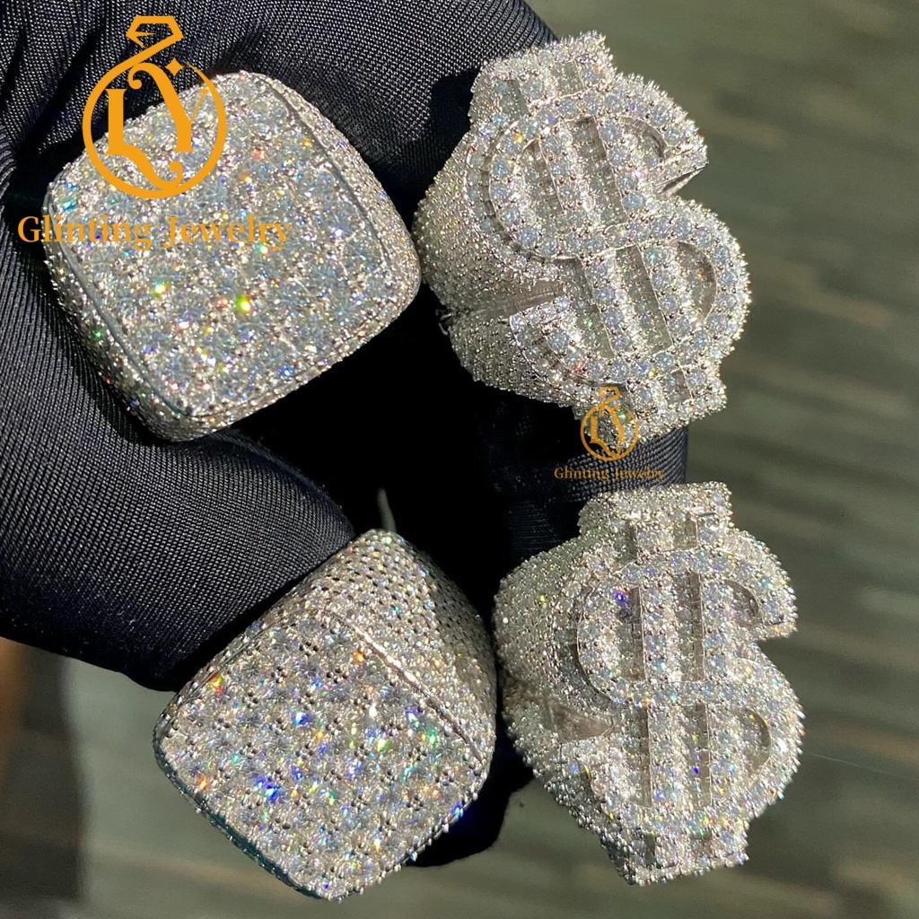 Hot Sale Multiple Choices Custom Iced Out Hip Hop Men Ring VVS Moissanite 925 Sterling Silver Rings Diamond Jewelry Ring for Men