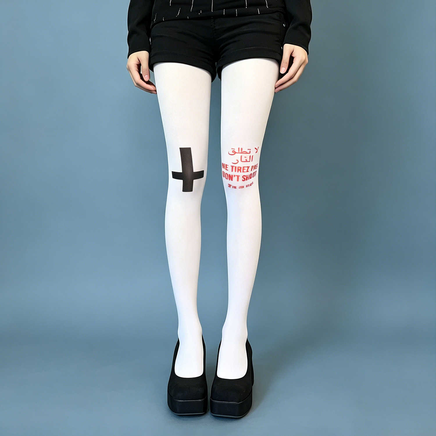 New plus-size Y2K style gothic dark sexy cross-patterned punk tights T260922