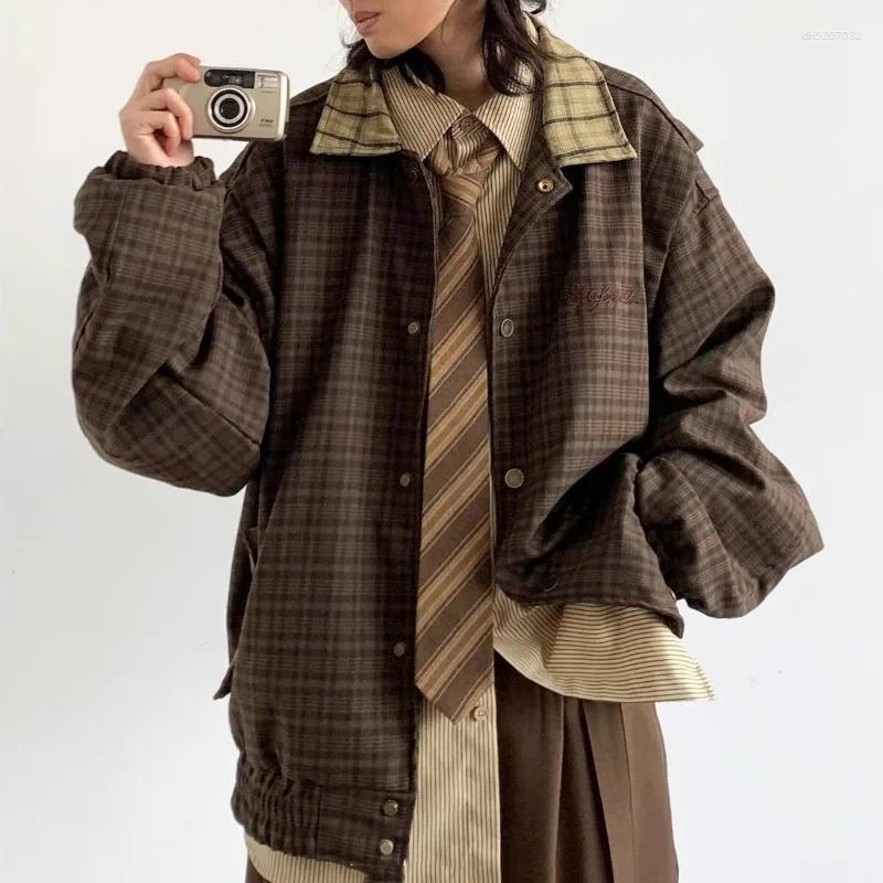 Spring Autumn Man Jacket American Retro Plaid Single-breasted Male Outerwewar Turn Down Collar Long Sleeve Casual Men Coat