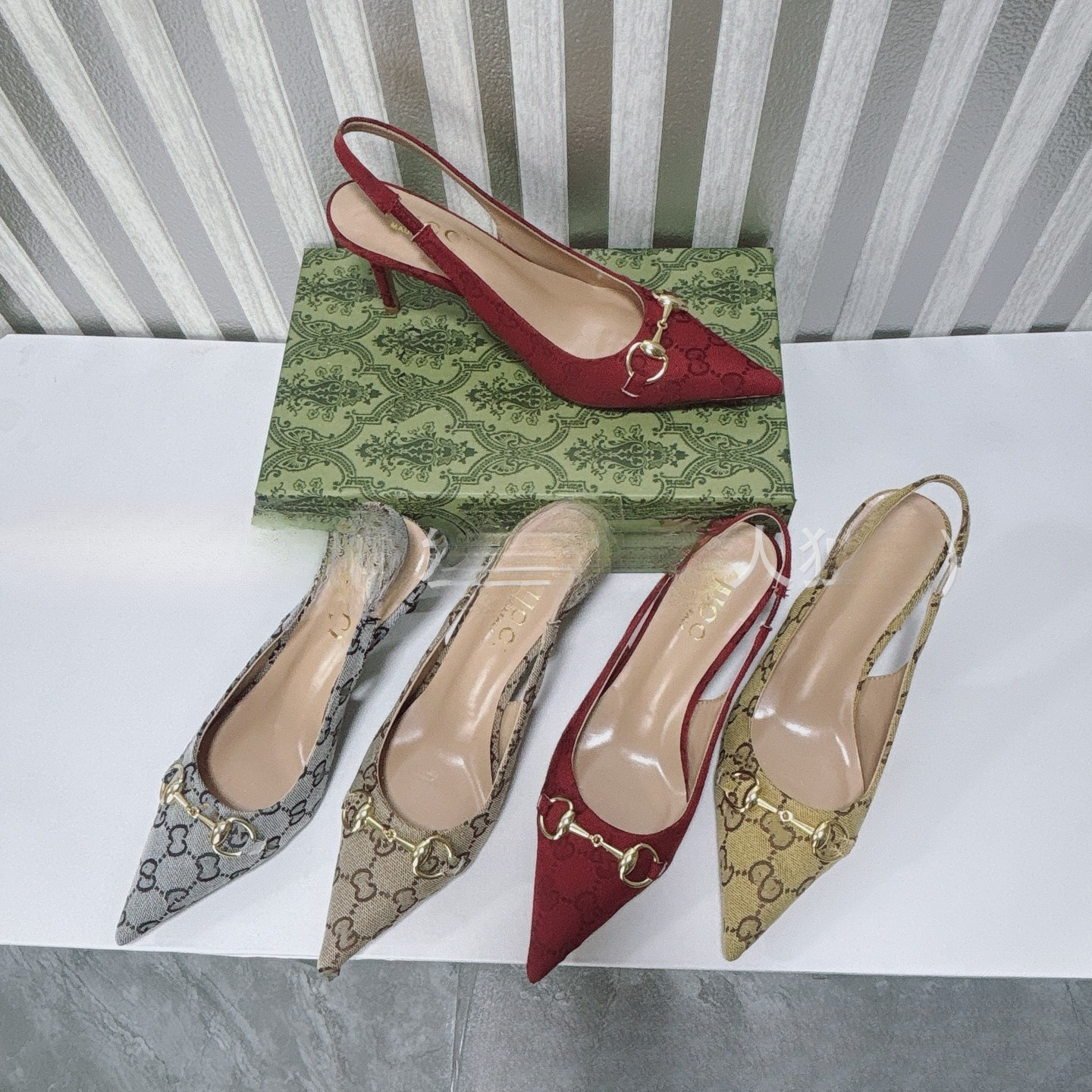 Luxury women's shoes high-quality and hot selling G home classic floral fabric letter versatile slim high-heeled sandals single shoe 7cm pointe