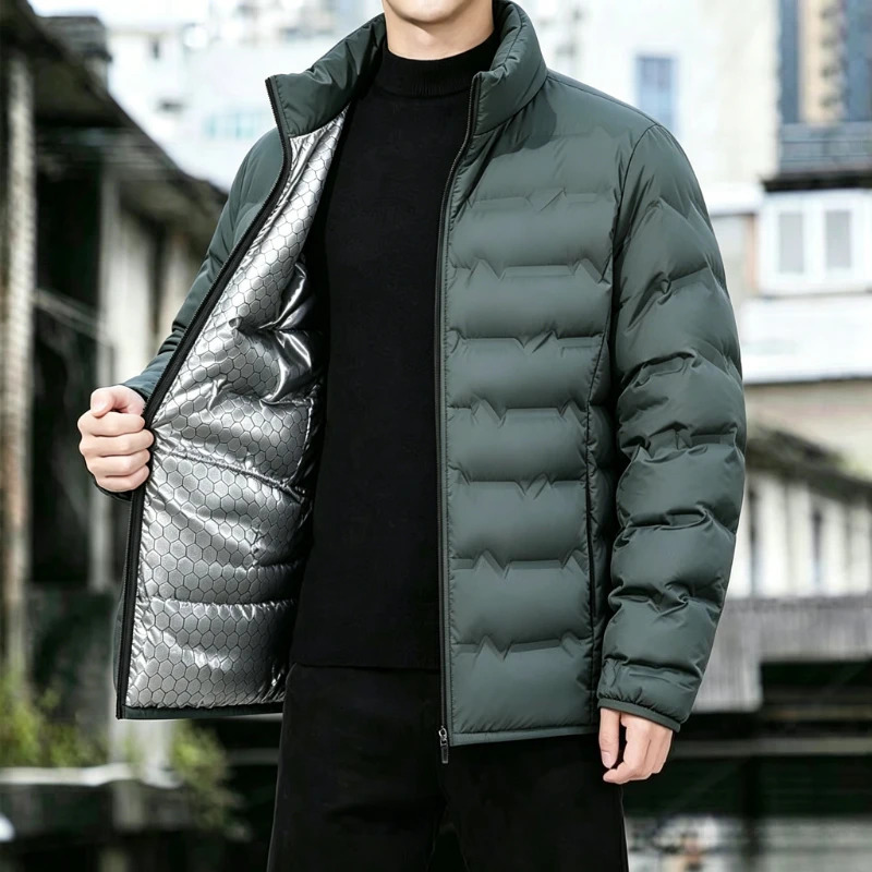 Graphene Selfheating Parka Jacket Men Solid Windproof Pleated Down Jackets Man Stand Collar Parkas Winter Padded Male 260922