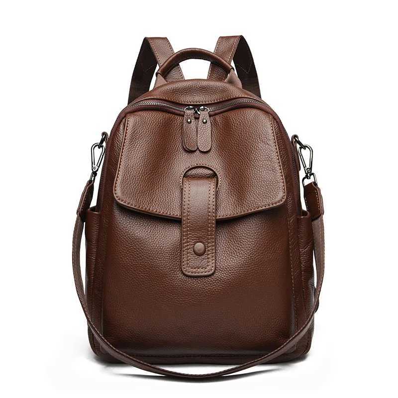 Genuine Trend Backpack Leather Style Women's Backpack Soft Cow Leather Fashion Multi-Purpose Backpack Large-Capacity Versatile Bag for Women H2