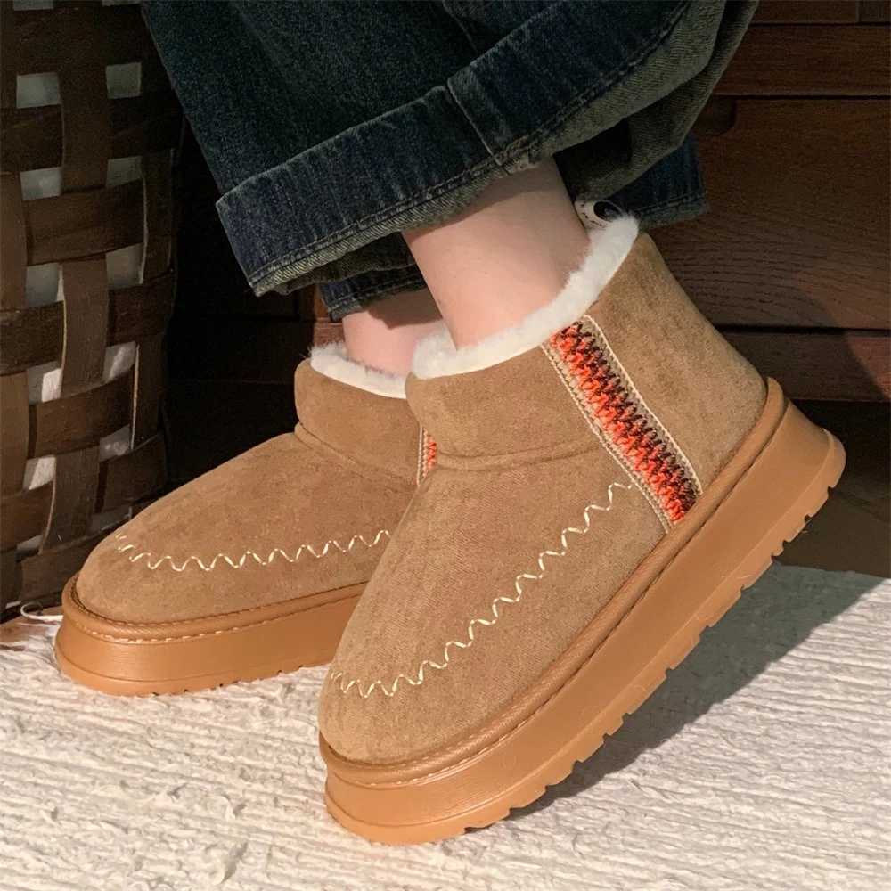 2025 Winter New Ethnic Style Woman Shoes Fashion Versatile Women's Snow Boots Simple Women Boots Comfort Women's Ankle Boots T260922
