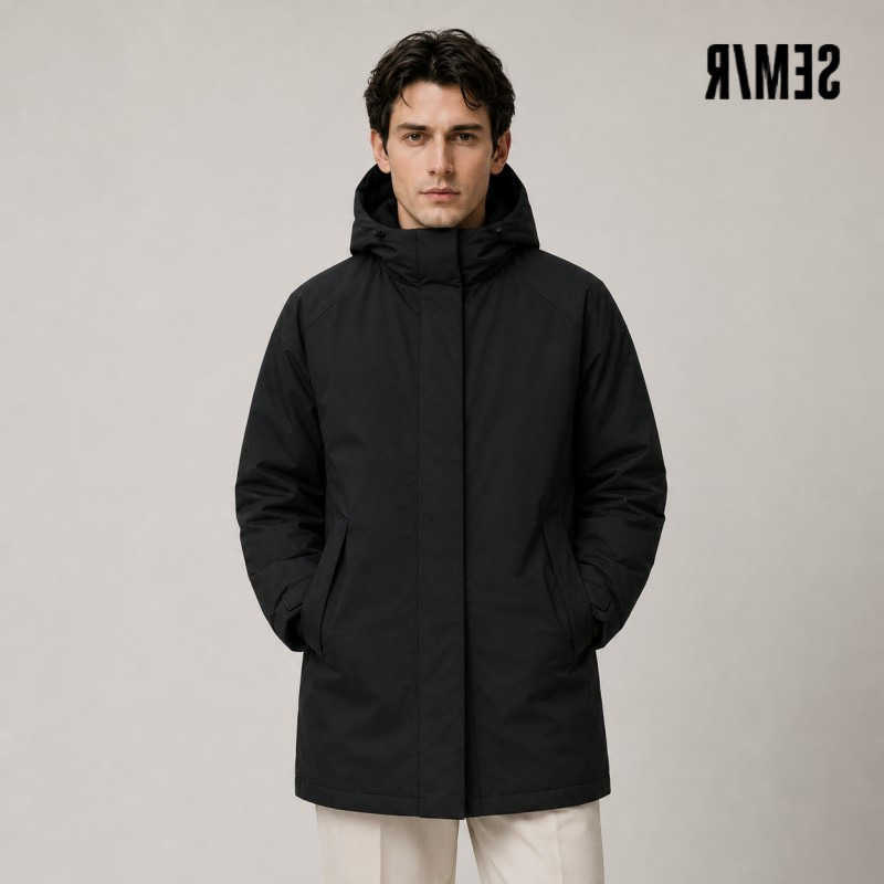 Down Parkas Semir Men Men's Mid-Length Outerwear Winter Three-Resistant Hooded Solid Color Oversize Warm Casual Coat Man Clothing Outdoor Wear