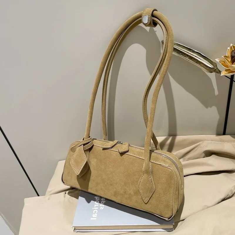 Body Faux Suede Zipper Cross Solid Color Bowling Shoulder Bags Hot Sale Fashion Ladies Bags 2025 Hot Sale Simple Versatile Tote Bag H260922