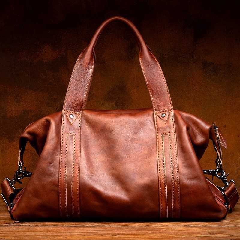 American Cross Body Men's European Genuine Leather Travel Bag Fitness Casual Crossbody Top Grain Cowhide Handbag Luggage H260922