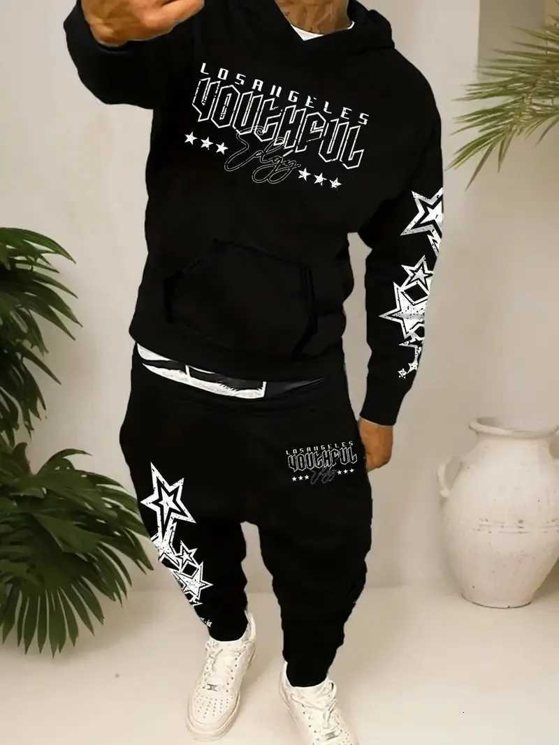 new The Men's Tracksuits men's set for Spring and Autumn 2025 features a casual fashionable and comfortable 3D star pattern print J260921