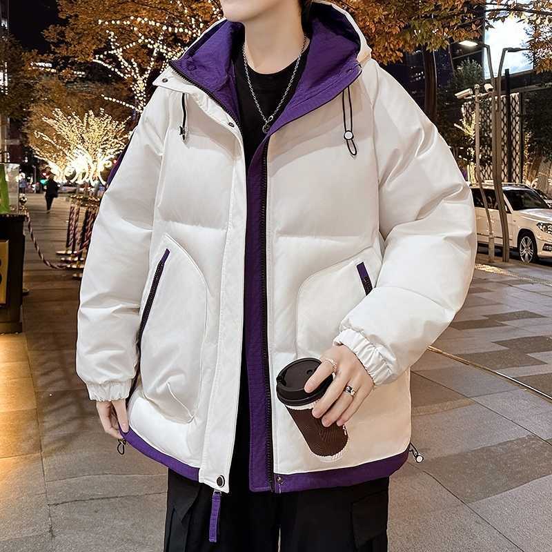 Men's Men's Casual Down Parkas Hooded Cotton-Padded Jackets Winter Streetwear Warm Tops Parkas Outdoor Windproof Loose Thicken Down Coats