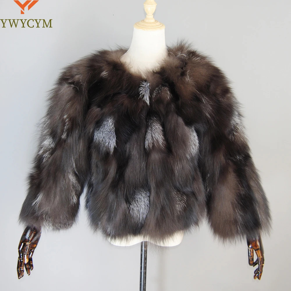 Fashion Fur Coat Short Style Women Winter Silver Fox Coats Ladies Warm 100% Natural Jacket 260922