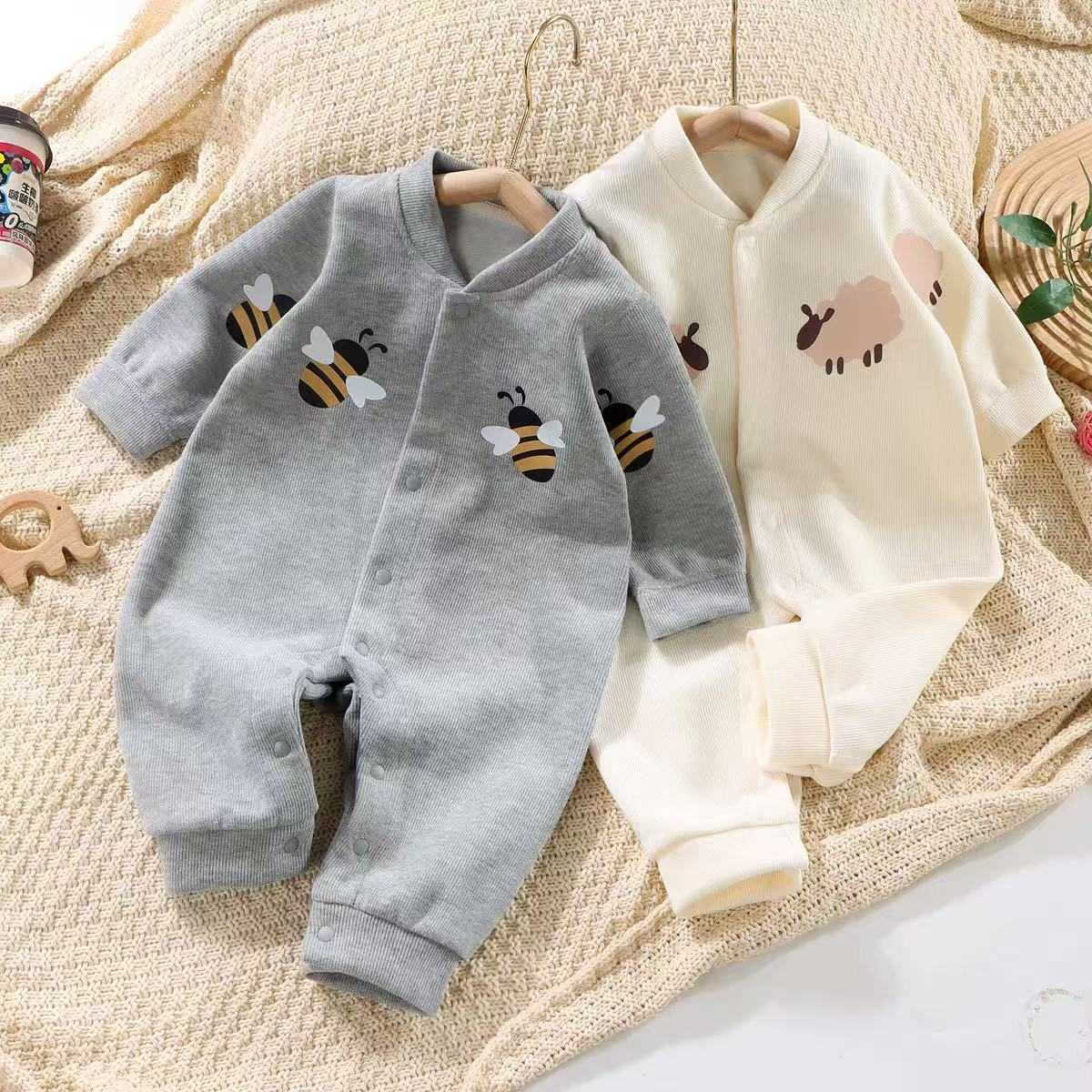 Infant jumpsuit for spring and autumn knitted romper baby crawling suit newborn longsleeve romper cute outdoor outfit onepiece Q260919