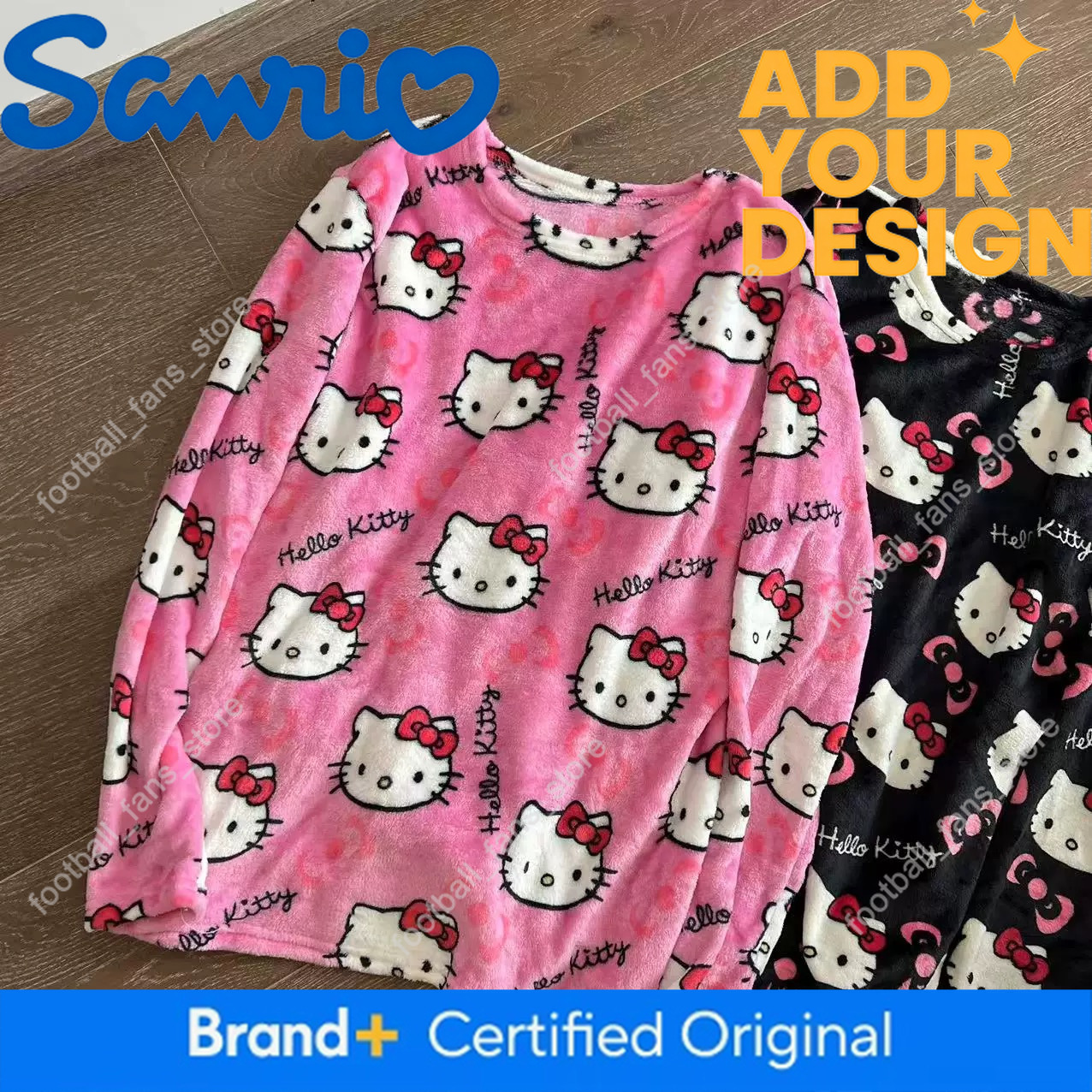 Winter Hello Kitty Kawaii Cartoon Pajama Warm Thickened Woman Top Plush Homewear Cute Sleepwear 3d