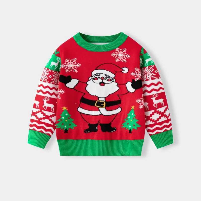 Fashion Pullover Children's Christmas Sweater Pullover Boys Cartoon Casual Jumper Girls Crew-Neck Knitted Autumn New Kids Winter Clothing C2609