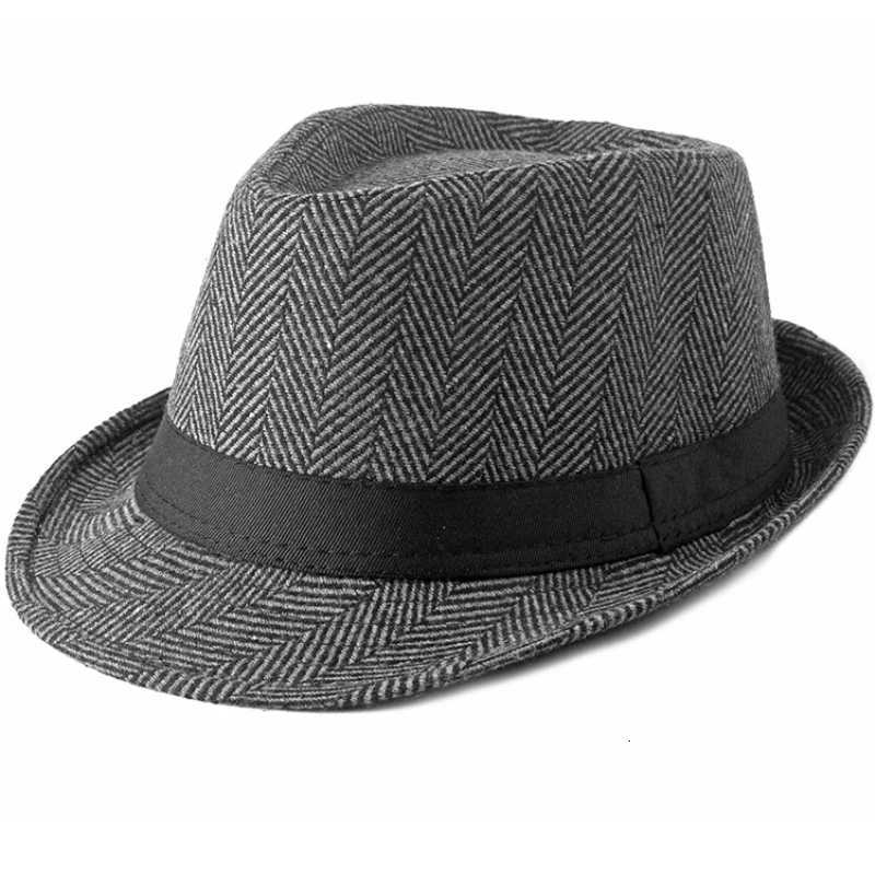 Hats Wide Brim Hats Bucket HT2751 Men Jazz Hat Retro Striped Fedoras Autumn Winter Hat for Men Male Gentleman Derby Trilby Hat Casual Black Band Fed