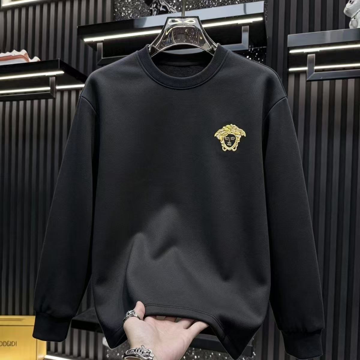 2026 Spring/autumn trendy brand new stylish men's round-necked hoodie with printed design, versatile casual and trendy long-sleeved loose pullo