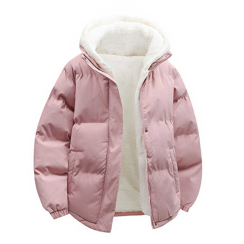 Down Parkas Puffer Jacket Men's Men's Plush Thickened Parkas New Men's Hooded Fake Two Piece Winter Lamb Wool Jacket Male Fleece Line