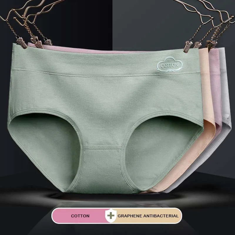 4Pcs/lot Women Underwear Plus Size Antibacterial Cotton Panties Briefs Girls Seamless Underpant Sexy Lingerie Solid Color Panty 260922