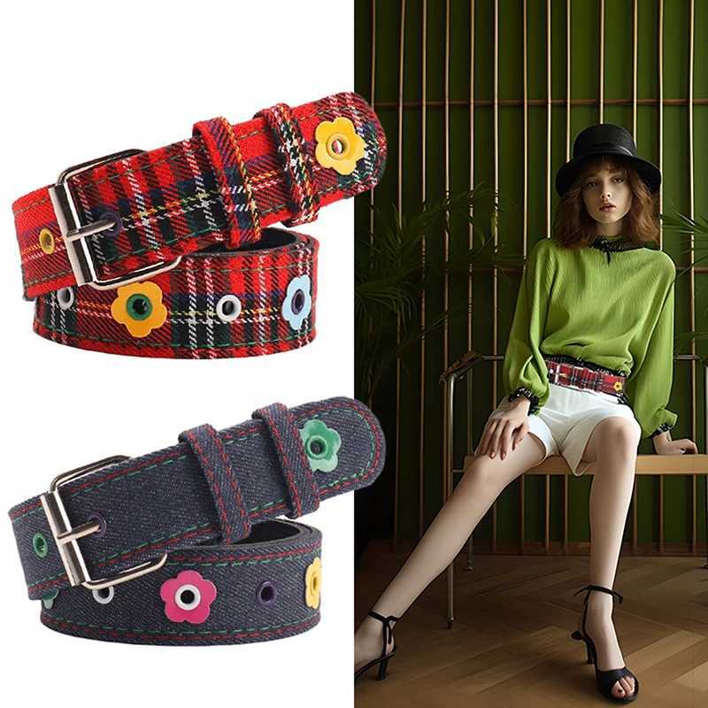 Belts New Women's Y2k Belt With Plaid Denim Jeans Decoration Dopamine Belt Accessories For American Hot Girl Q260921