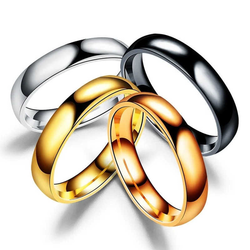 Simple Band Rings 4mm 6mm Titanium Ring Prevent Allergy High Polished Wedding Rings Stainless Steel Couple Finger Jewelry GiftsT260922