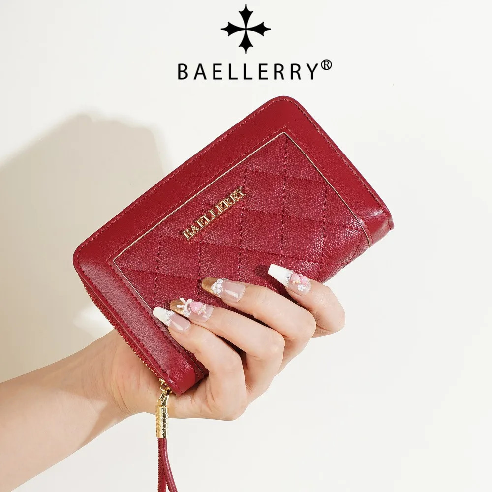 Baellerry Womens Long Wallets Pu Leather Plaid Decoration Female Coin Purses Card Holder Fashion Patchwork Hand Bag 260922