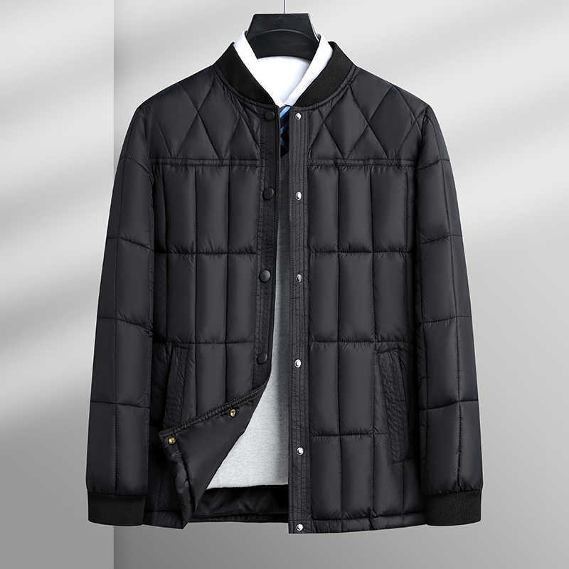 2025 Men's Down Parkas Casual Autumn Men's Warm Cotton-Padded Jackets Winter Outwear Lightweight Parkas Solid Color Single Breasted Thicke