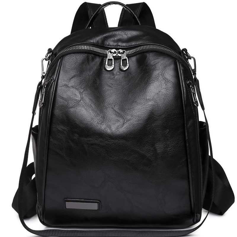 Style Fashion Soft Leather Backpack Backpack Large Capacity Women's Shoulder Bag Street Fashion Simple And Versatile Leisure Women's Schoo