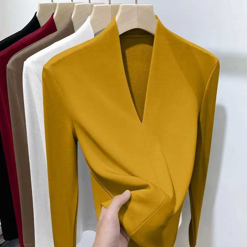 Underwear Women's Thermal Women's New Autumn Warm Threaded Bottom Shirt Winter Solid Color V Neck Long Sleeve T-shirt Top Sweater Warm Und