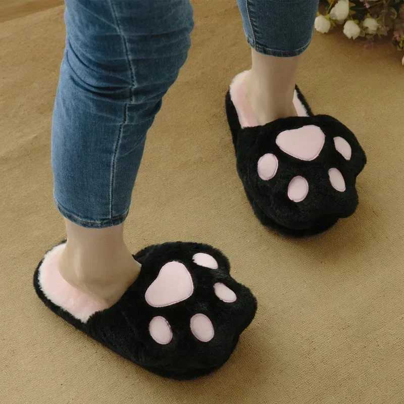 Kaii Cat P Slippers Home Cotton Slippers Fluffy Fur Cl Plus Non Slip Winter Warm Shoes Women Christmas Gift T260922