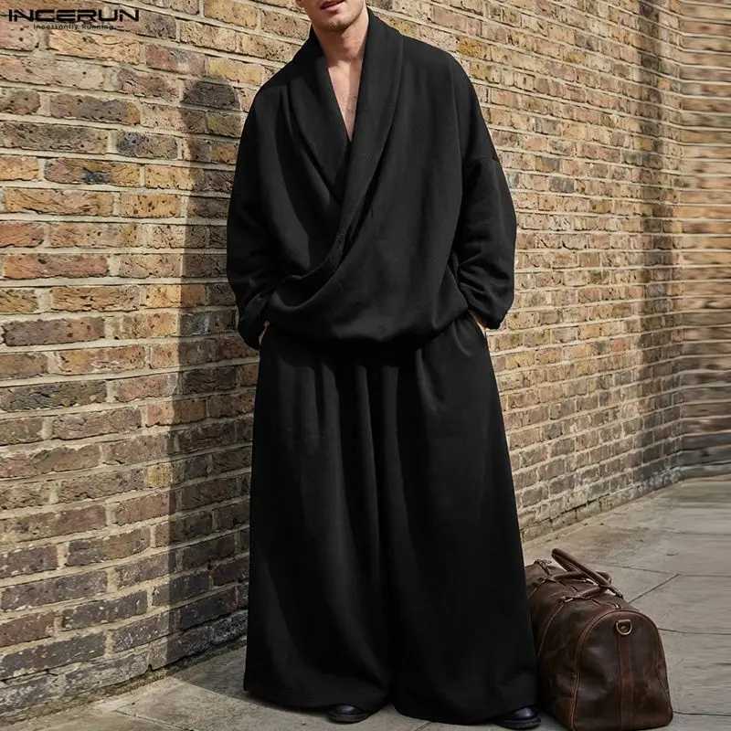 Tracksuits Men Sets Men's Solid Color Oversize Streetwear V Neck Long SLeeve Shirt Pants Two Pieces Sets 2026 Fashion Men Casual Suits J260921