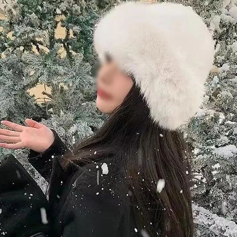 Women's Winter Hat Warm Bucket Fluffy Fur Plush Fisherman Thicken Cold Snowy Day Panama Cap Casual Outdoor Female Hats 260910