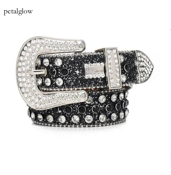 bb belt fashion diamond Bling studded crystal belt Casual woman Leather designer for man lady belts punk Belts Mens rock Luxurys rhinestone buckle b