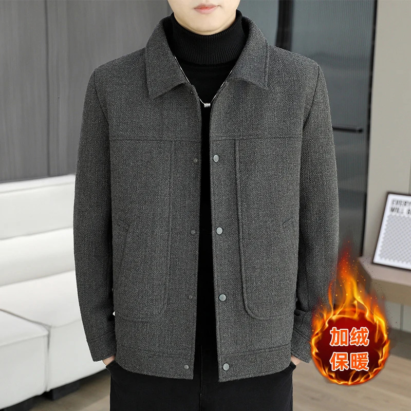 2026 Winter Style Mens Fashion Casual Lapel Wool Coat Short Jacket Thick 260922