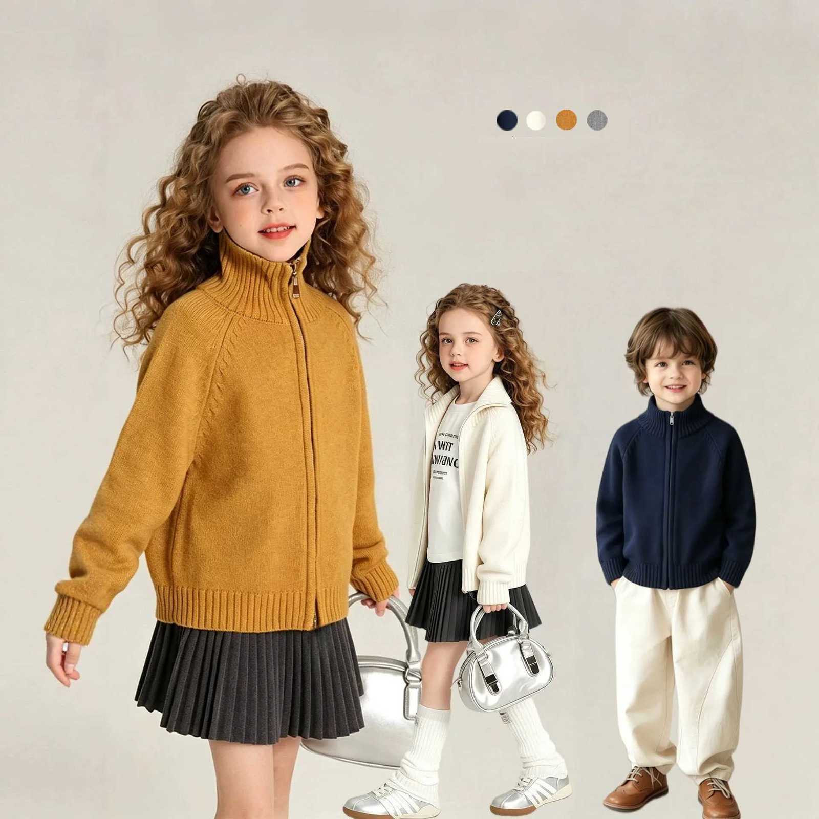 Sweater Kid Pullover Cardigan Toddler Baby Boy Girl Winter Warm Clothes Long Sleeve Zipper Knitwear Turtleneck Coat Thick Outwear Outfit C260921