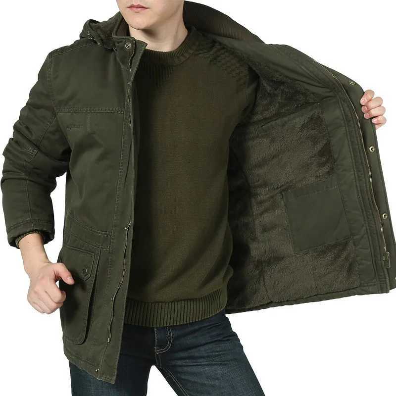 Down Parkas Winter Military Men's Jacket Men Parkas Warm Thick Fur Collar Fleece Coats Cotton-Padded Windbreaker Jackets Overcoat Male Clothing