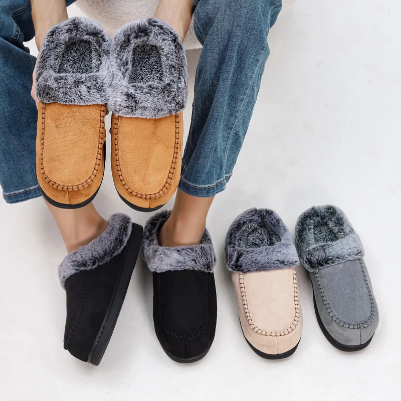 Warm Men Slippers Winter Flat Slippers Faux Fur Non-Slip Men's Slippers Fashion Home Comfort Footwear Living Room Shoes 260921