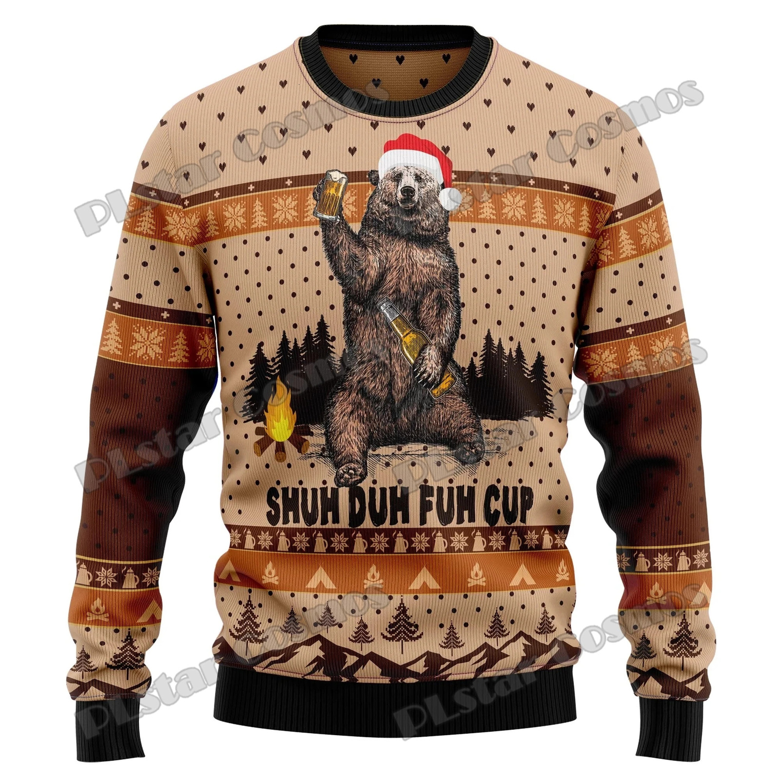 Bear Camping Christmas Graphic 3D Printed Fashion Men's Ugly Christmas Sweater Winter Unisex Casual Knitwear Pullover MYY13 260922