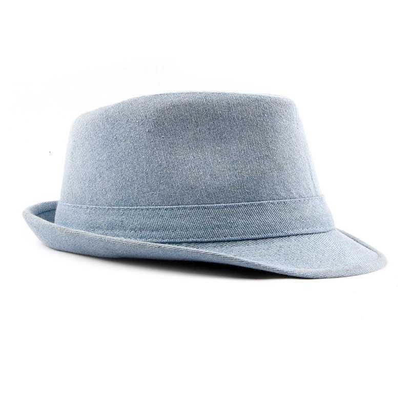 Hats Wide Brim Hats Bucket HT1749 2018 New Spring Summer Hat Cotton Denim Jazz Cap Men Women Classic Panama Cap Derby Bowler Fedora Hat Solid Plain