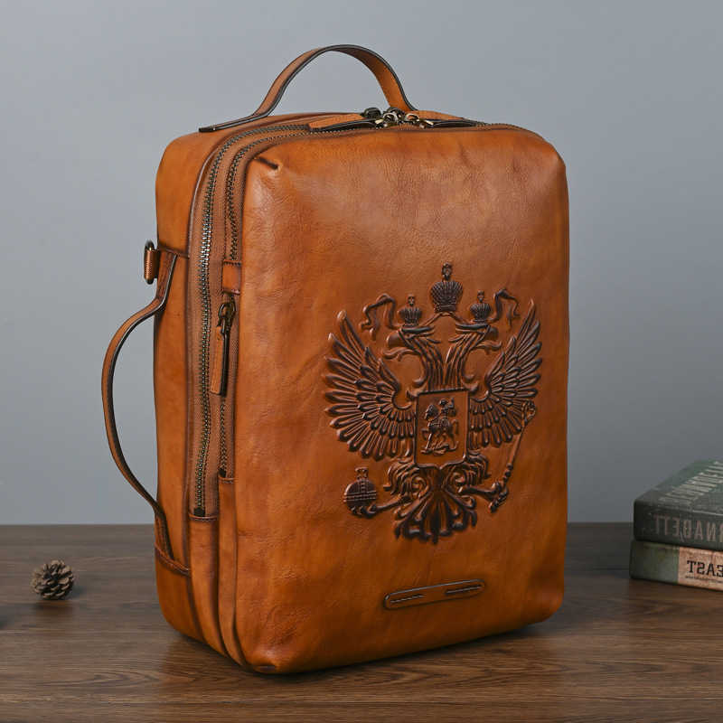 Men's Backpack Style Vintage YETTIES Top Grain Vegetable Tanned Leather Backpack | Handmade Casual Travel Laptop Rucksack for Daily Commute H26