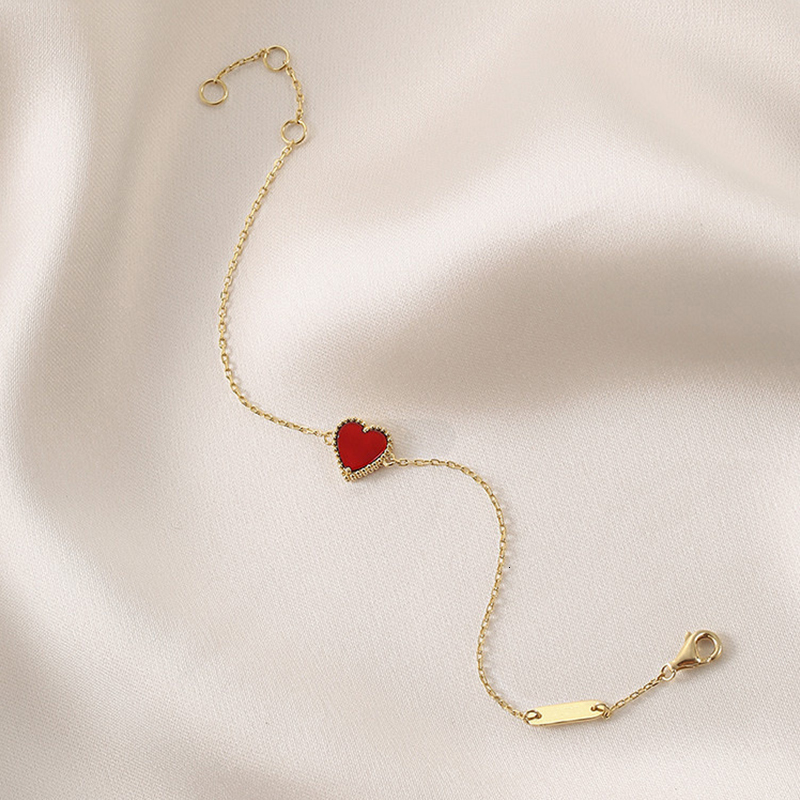 VITAJEW Sterling Silver Heart Shaped Agate Bracelet Women S Summer New Simple Small Red Heart Student Gift Party Jewelry