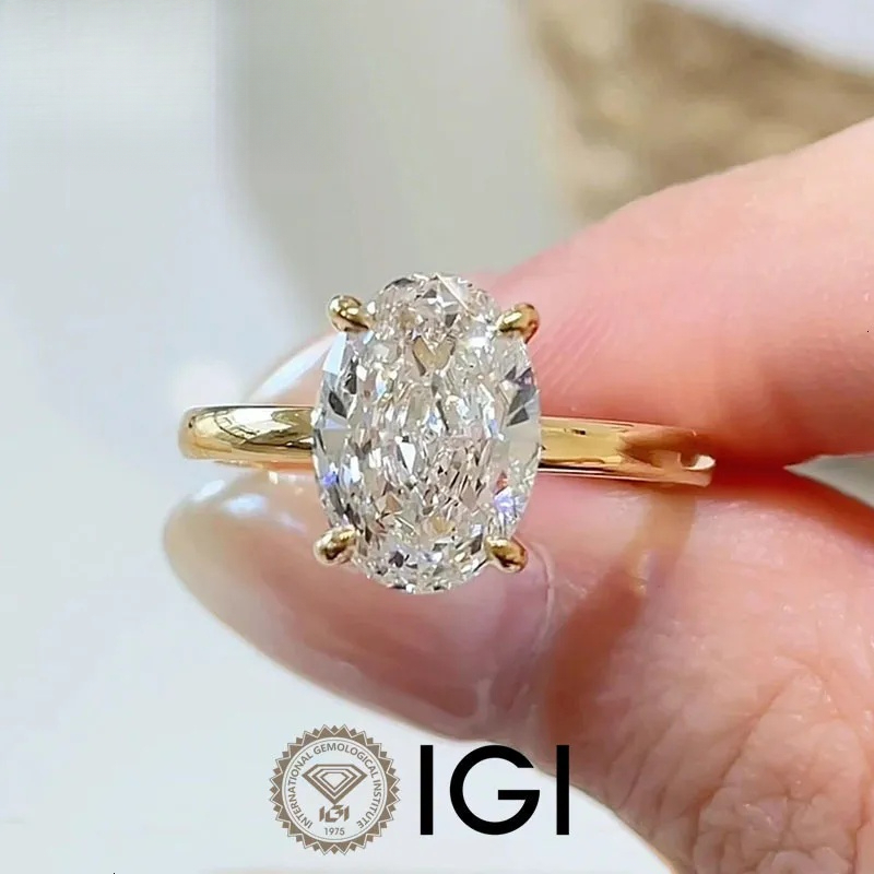 Fine Jewelry Custom 18K Gold 3CT Oval Cut Grown Vvs Lab Created Diamond Ring For Women
