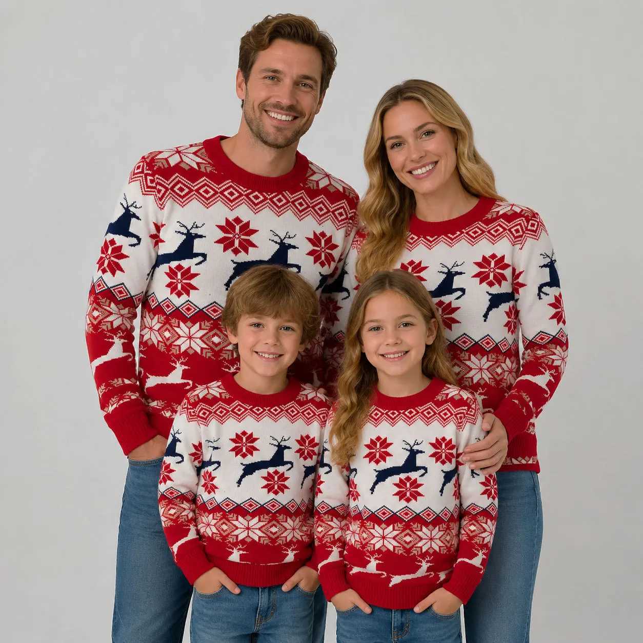 and new autumn Pullover 2026 winter European and American Christmas party elk men and women parent-child sweater children's family knitt C26092