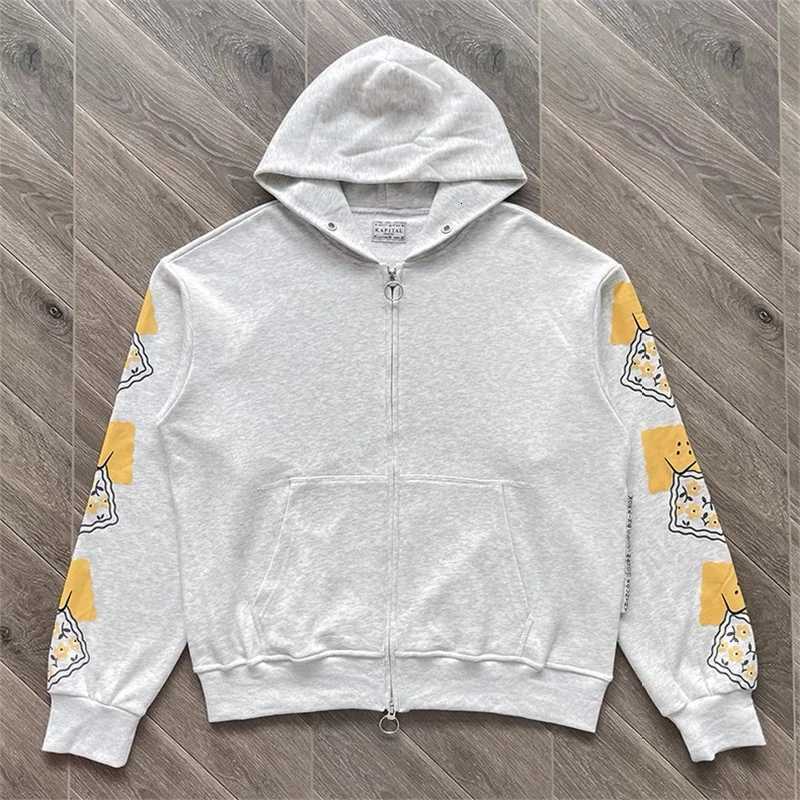 Men's Hoodies Sweatshirts Black Kapital Kountry Zipper Jackets Men Women 1 1 Best Quality KAPITAL Grey Hoodies Oversized Sweatshirt J260921