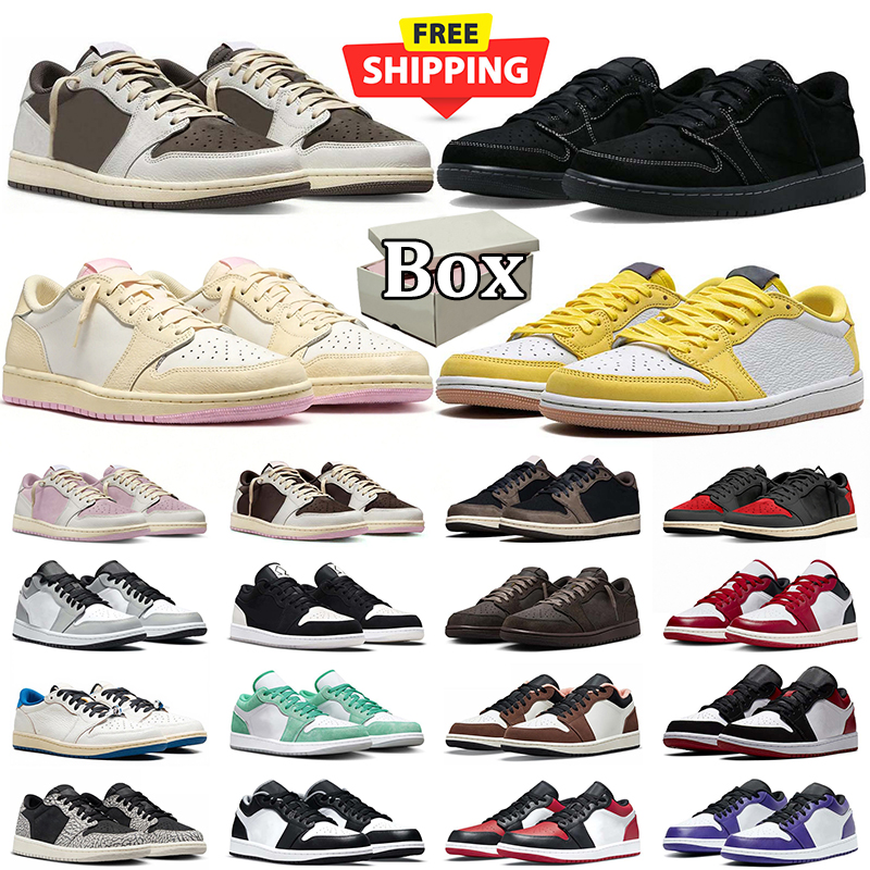 free shipping travis shoe 1 low shoes mens trainers original box Reverse Mocha Black Phantom Military Blue Fragment high 1s lows outdoor sports snea