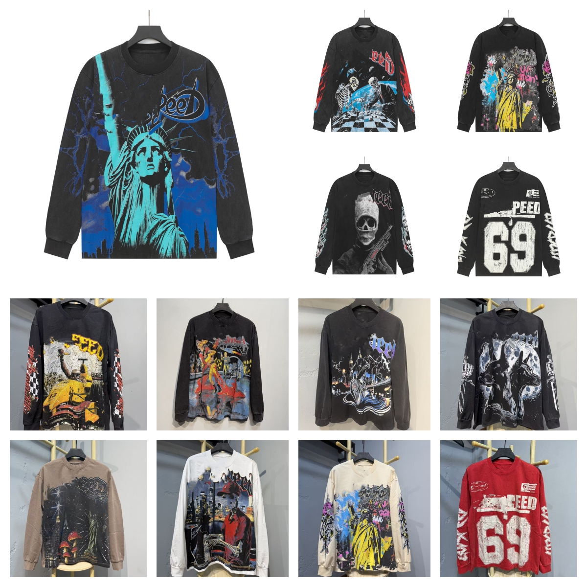 Shirts Designer long t shirt fashion classics graphic tee tshirt mens clothes loose hip hop rock womens Long sleeves shirt US Size