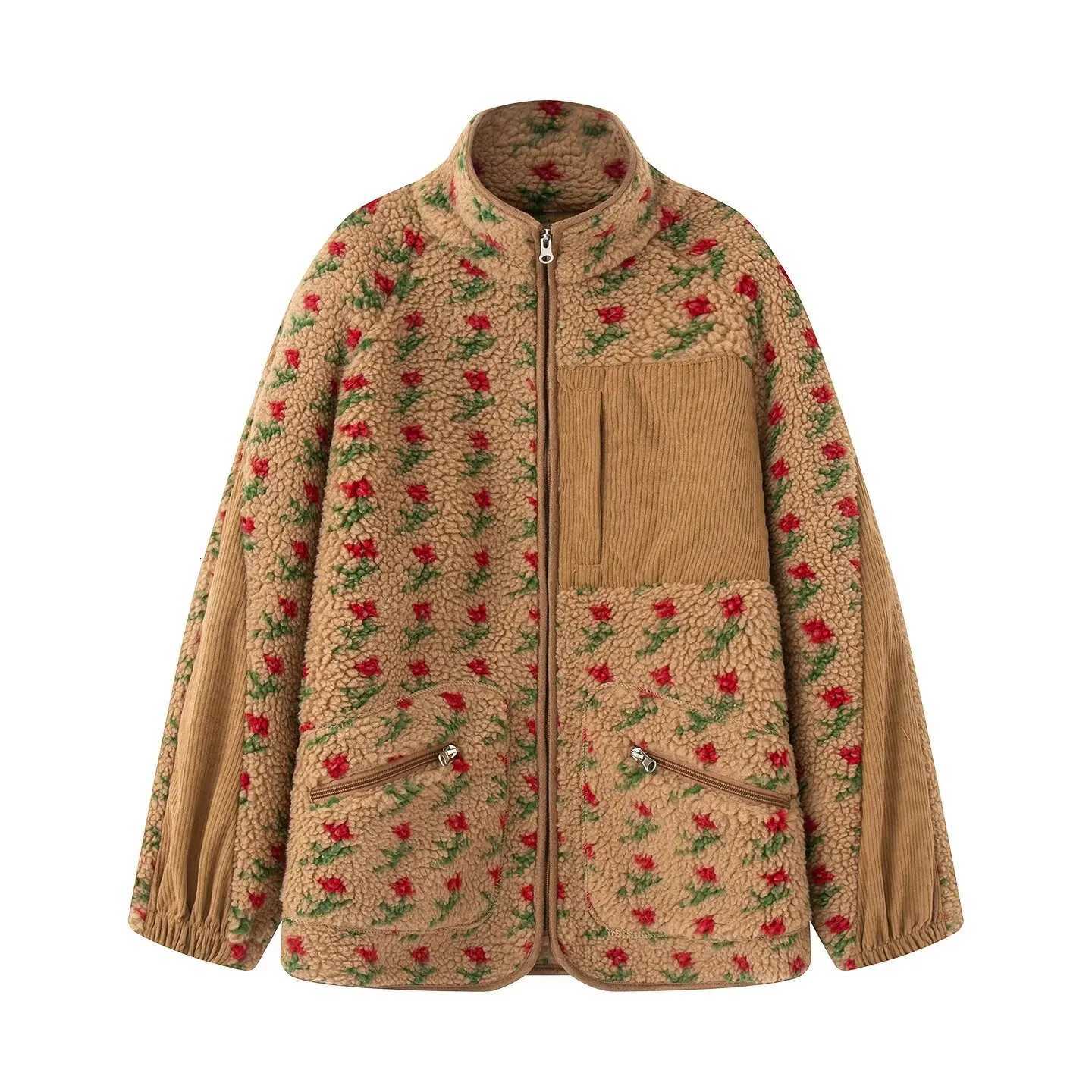 Women's Jackets Fleece Jackets Women's Floral Coat Winter Long Sleeve Outwear 2025 Casual Loose Coat Casual Loose y2k Jackets Woman Coat T