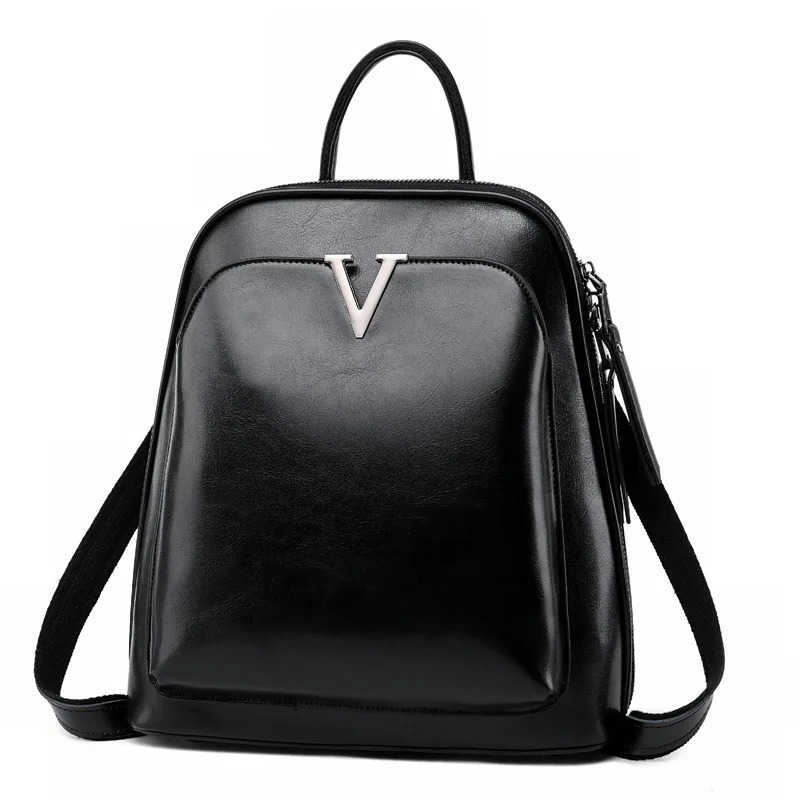 Style New Oil Wax Backpack Cowhide Women Rucksack Single Shoulder Bags Simple Fashion Knapsack Grils School Daypack Genuine Leather Backpack H260922