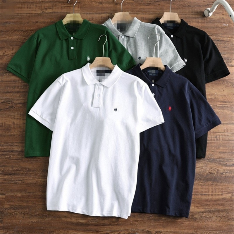 Polo Ralphjacket Designer Summer Polo Shirt Mens Polo Shirt With Two Buttons Solid Color Embroidered Collar Short Sleeved Casual Kids Clothes Size X
